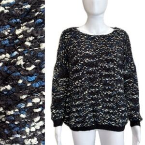 Suncoo Paris Eyelash Sweater Womens Size T1 Small 3D Tweed Knit Slouchy Pullover